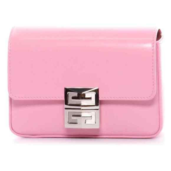 Givenchy Handbags - Givenchy Mini 4G Baby Pink Calf Leather Silver Logo Flap Crossbody Shoulder Bag